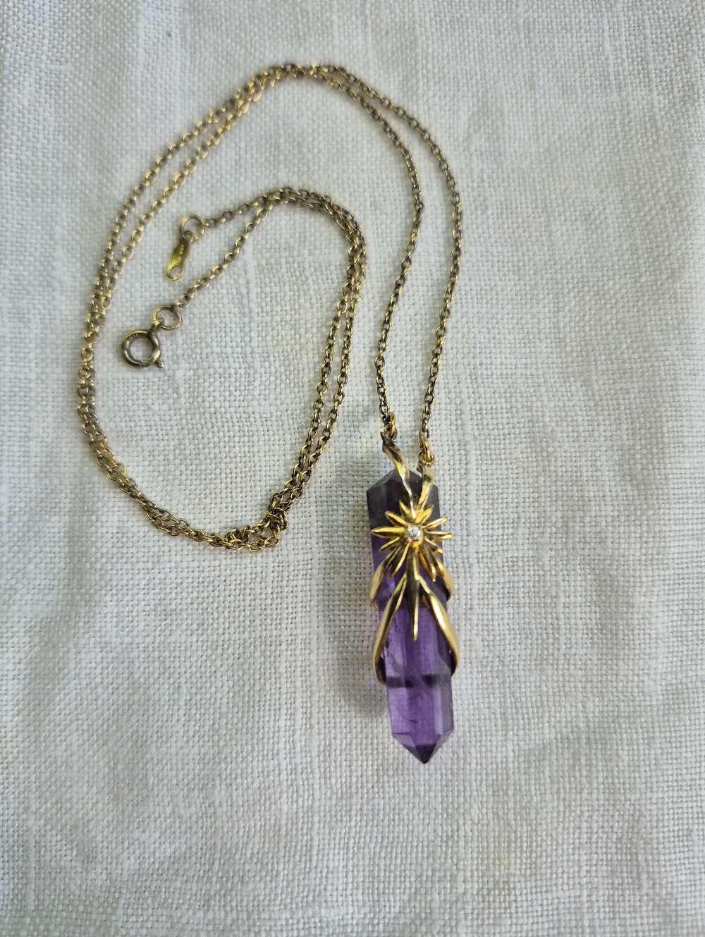 Vintage 1980s Franklin Mint FM 925 Sterling Gold Vermeil Amethyst 18" Necklace